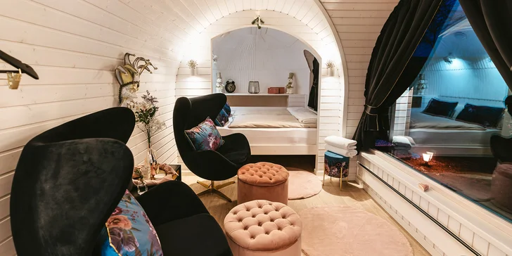 Designové iglú u Plumlovské přehrady: privátní vířivka, sauna a masážní křeslo
