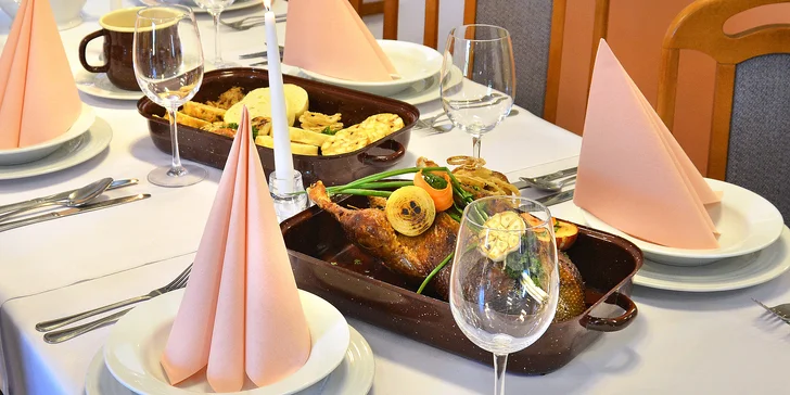 Pečená kachna nebo husa jako od babičky: tříchodové menu pro 4 až 6 osob
