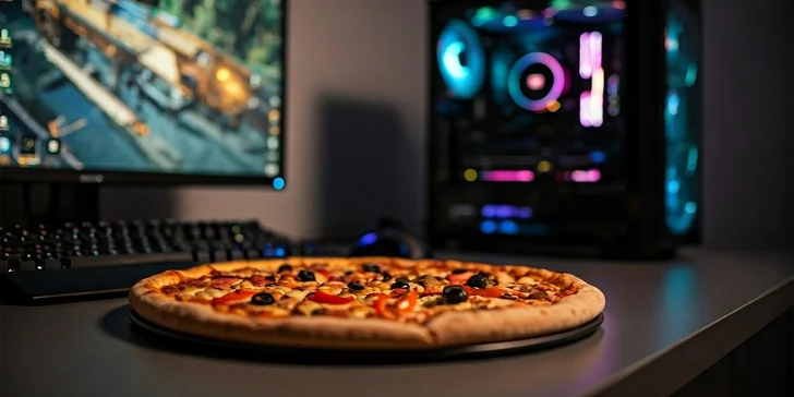 Až 2 hod. hraní na PC či PS5 i s pizzou podle výběru či alko drinky