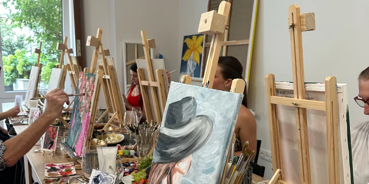 Art-degustace pro 1 či 2 osoby: zážitkový večer s malováním a ochutnávkou 6 vzorků vín