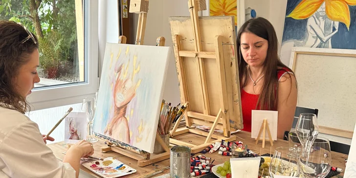 Art-degustace pro 1 či 2 osoby: zážitkový večer s malováním a ochutnávkou 6 vzorků vín