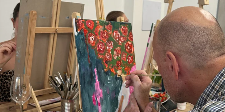 Art-degustace pro 1 či 2 osoby: zážitkový večer s malováním a ochutnávkou 6 vzorků vín