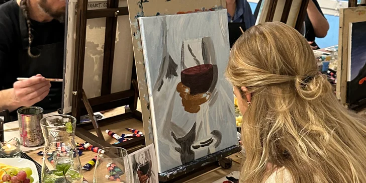 Art-degustace pro 1 či 2 osoby: zážitkový večer s malováním a ochutnávkou 6 vzorků vín