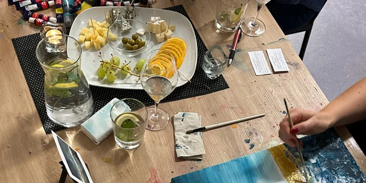 Art-degustace pro 1 či 2 osoby: zážitkový večer s malováním a ochutnávkou 6 vzorků vín