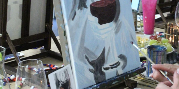 Art-degustace pro 1 či 2 osoby: zážitkový večer s malováním a ochutnávkou 6 vzorků vín