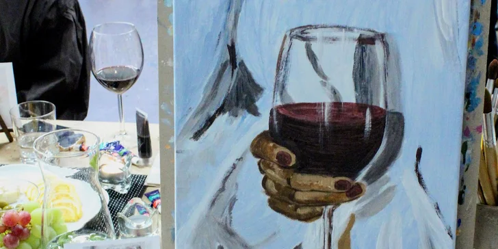 Art-degustace pro 1 či 2 osoby: zážitkový večer s malováním a ochutnávkou 6 vzorků vín