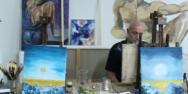 Art-degustace pro 1 či 2 osoby: zážitkový večer s malováním a ochutnávkou 6 vzorků vín