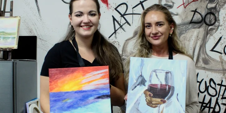 Art-degustace pro 1 či 2 osoby: zážitkový večer s malováním a ochutnávkou 6 vzorků vín