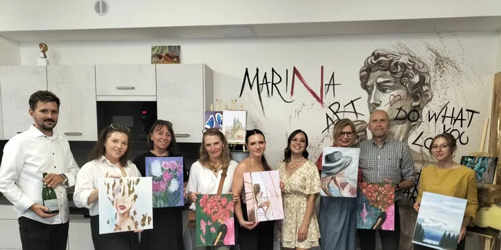 Art-degustace pro 1 či 2 osoby: zážitkový večer s malováním a ochutnávkou 6 vzorků vín