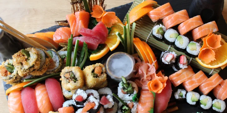 Sushi sety v nové asijské restauraci: 38–76 ks, losos, tuňák, avokádo i smažené krevety