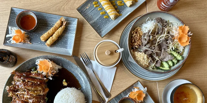 Otevřené vouchery do nové asijské restaurace a sushi baru v Pardubicích: 300-1000 Kč