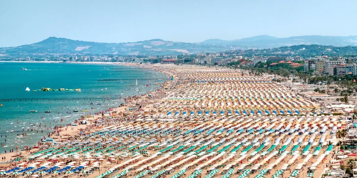 Rimini: varianty s nocí zdarma i first minute slevou, hotel 7 minut od písečné pláže