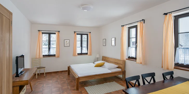 Útulné apartmány na Šumavě až pro 6 osob: snídaně i finská sauna