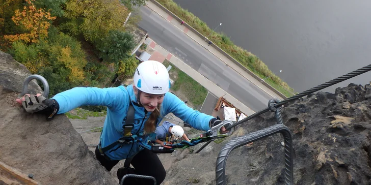 Skupinová via ferrata v Děčíně či v Saském Švýcarsku pro 1 nebo 3 osoby