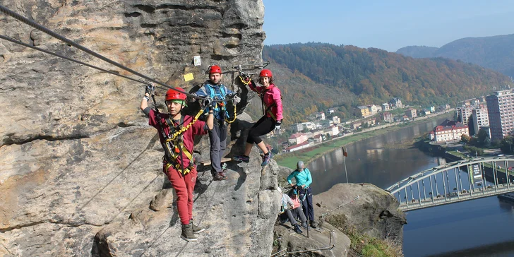 Skupinová via ferrata v Děčíně či v Saském Švýcarsku pro 1 nebo 3 osoby