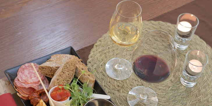 Degustace vín se someliérem pro 2 osoby: 5–6 vzorků a tapas