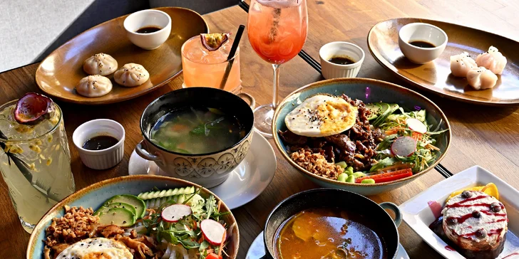 Limonády, koktejly a poke bowl s shishou či asijské menu pro dva na Vinohradech