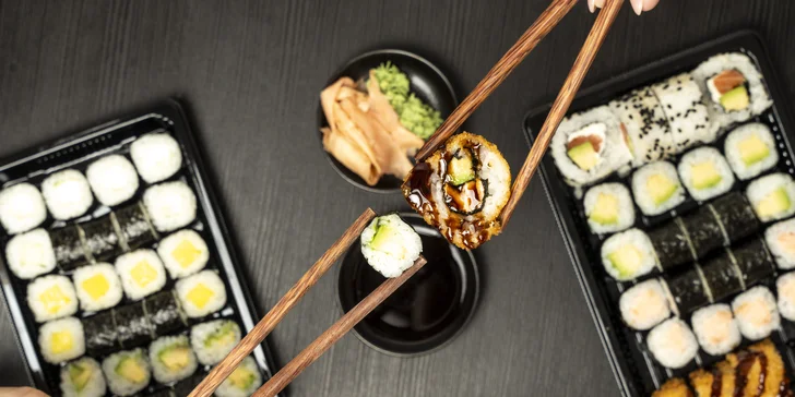Otevřené vouchery do Sushi hub: 300 Kč až 1 000 Kč na sushi k odnosu s sebou