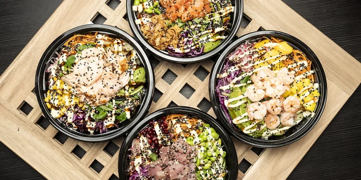 Havajský poke bowl podle výběru ze 3 druhů na odnos s sebou