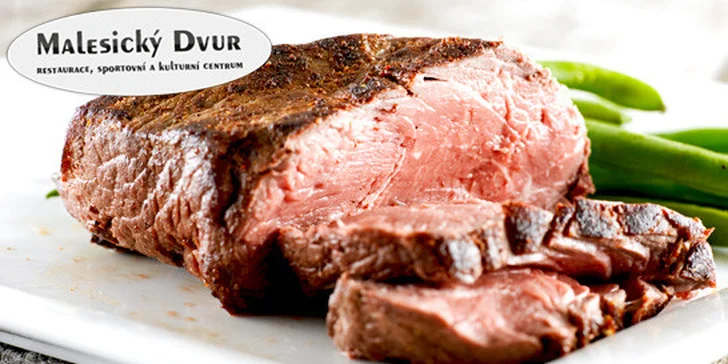Steak ze svíčkové s přílohou dle výběru pro dva
