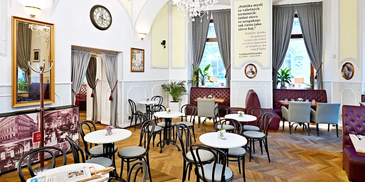 Otevřený voucher na snídani i klasické menu v Národní kavárně v centru města, 500-2000 Kč