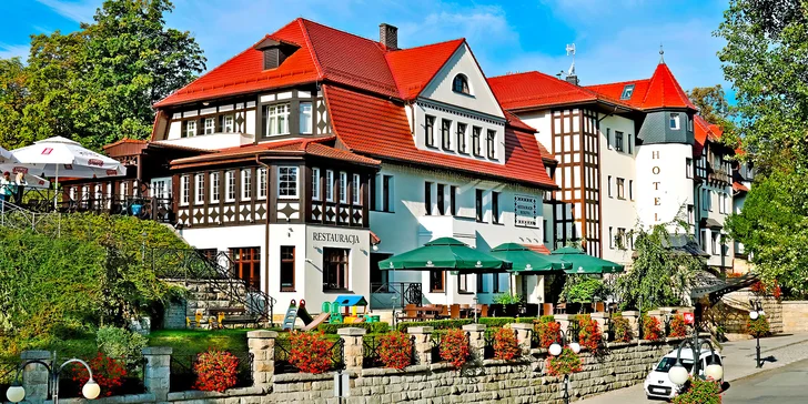 Polanica Zdrój: historický hotel s wellness, polopenze i vybavení pro rodiny