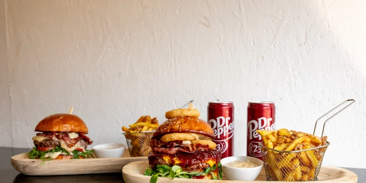 1 nebo 2 burgery dle výběru nebo menu vč. příloh a nápojů