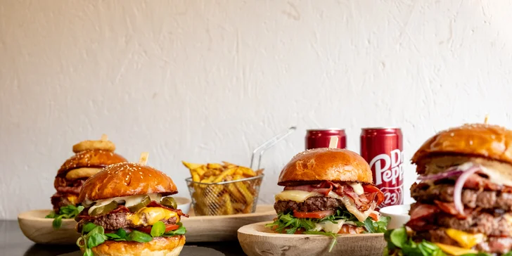 1 nebo 2 burgery dle výběru nebo menu vč. příloh a nápojů
