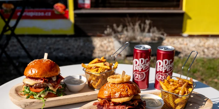 1 nebo 2 burgery dle výběru nebo menu vč. příloh a nápojů