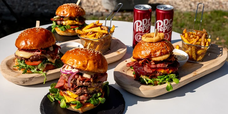 1 nebo 2 burgery dle výběru nebo menu vč. příloh a nápojů