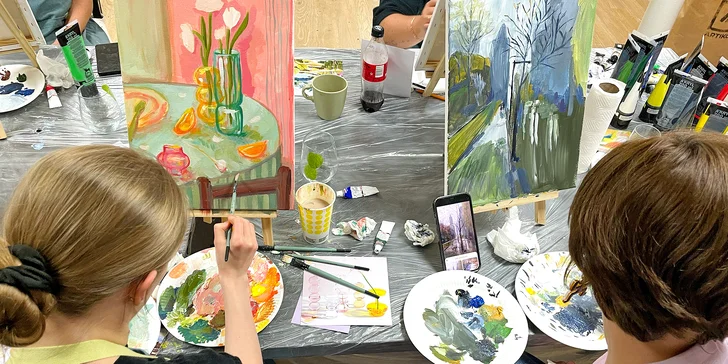 3hod. kreativní workshop malby akrylem i sklenka vína či prosecca pro 1 os.