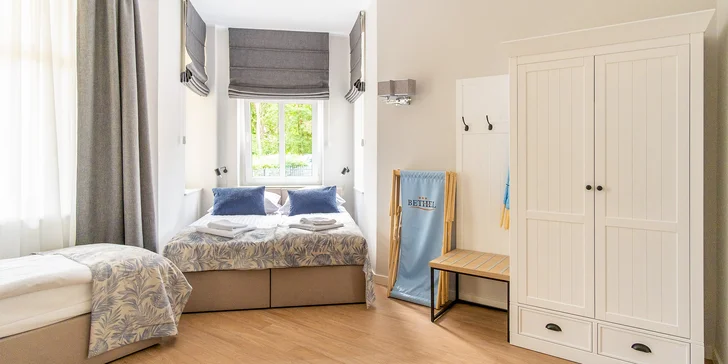 Příjemný hotel přímo u Baltu: snídaně, sauna a denně hodina v aquaparku