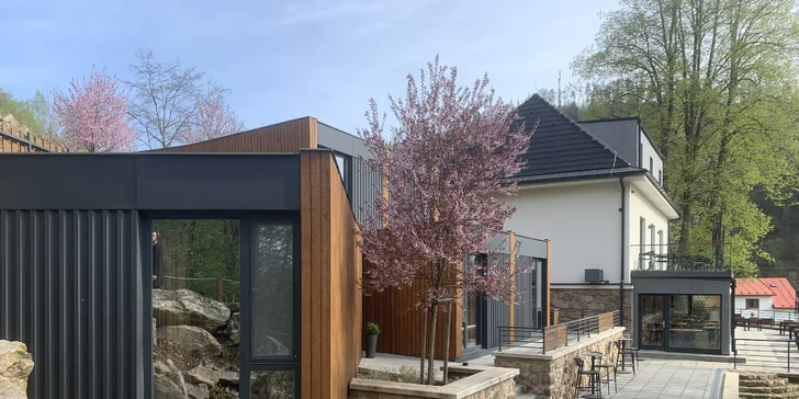 Krásný resort u přehrady Vír na Vysočině: snídaně i večeře, dřevostavby a prvorepubliková vila