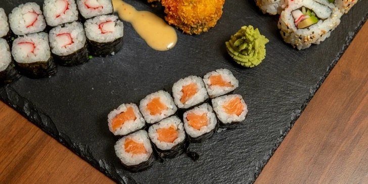 Pestré sety 28–72 ks sushi ve Frýdku-Místku: s okurkou, avokádem i tuňákem či krabem