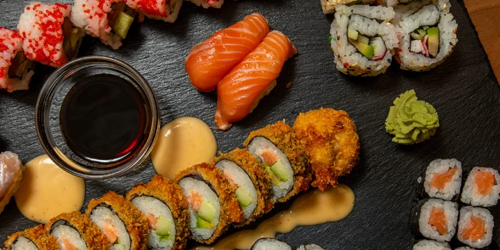 Pestré sety 28–72 ks sushi ve Frýdku-Místku: s okurkou, avokádem i tuňákem či krabem
