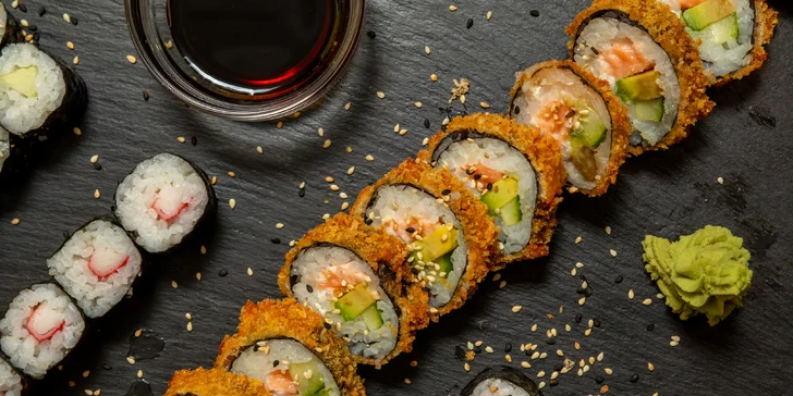Pestré sety 28–72 ks sushi ve Frýdku-Místku: s okurkou, avokádem i tuňákem či krabem