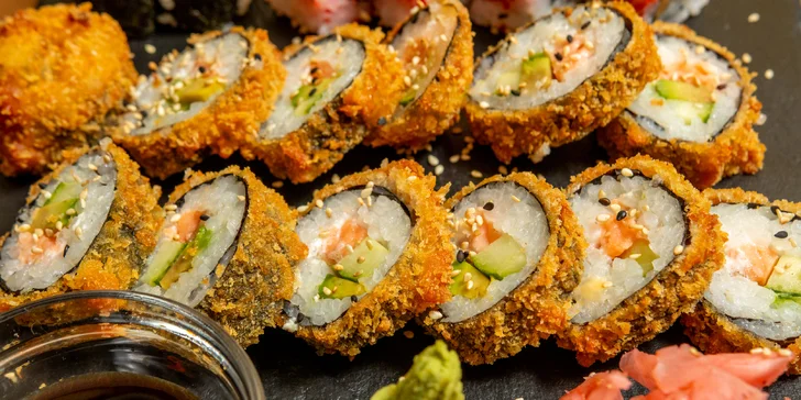 Pestré sety 28–72 ks sushi ve Frýdku-Místku: s okurkou, avokádem i tuňákem či krabem