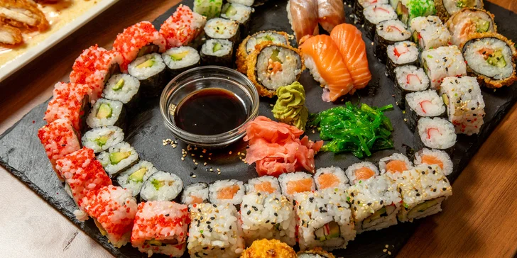 Pestré sety 28–72 ks sushi ve Frýdku-Místku: s okurkou, avokádem i tuňákem či krabem