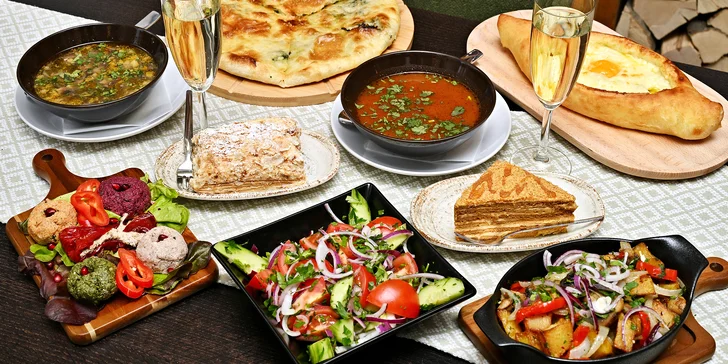 Gruzie na talíři: pětichodové degustační menu pro 2 osoby v nově otevřeném podniku