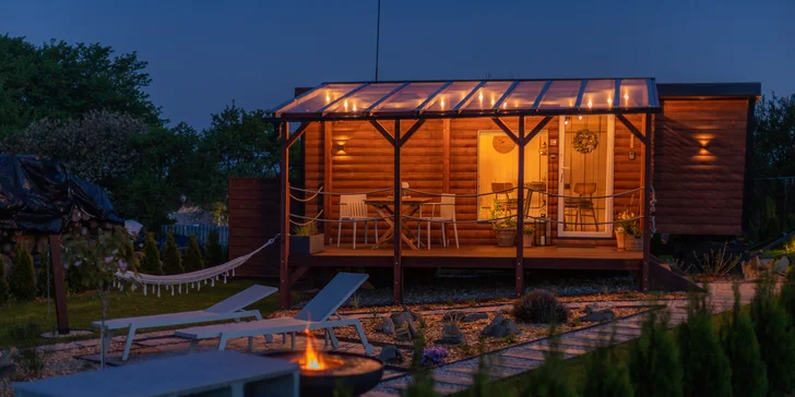 Luxusní maringotka za humny se saunou v přírodě nedaleko Bouzova a Javoříčských jeskyní