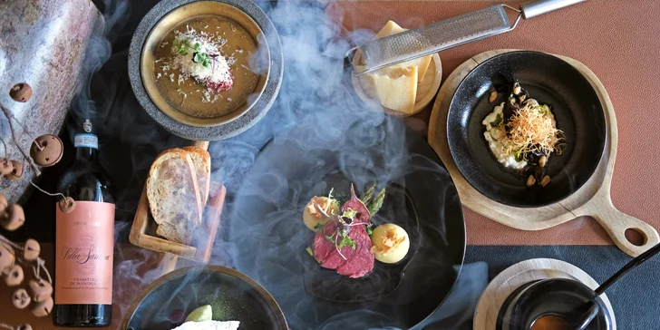 Degustační smoukované menu o 5 chodech v River's smokelab pro 2 osoby