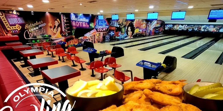 Retro bowling: 2 hod. až pro 8 hráčů vč. zapůjčení bot i 1 kg kuřecích řízečků