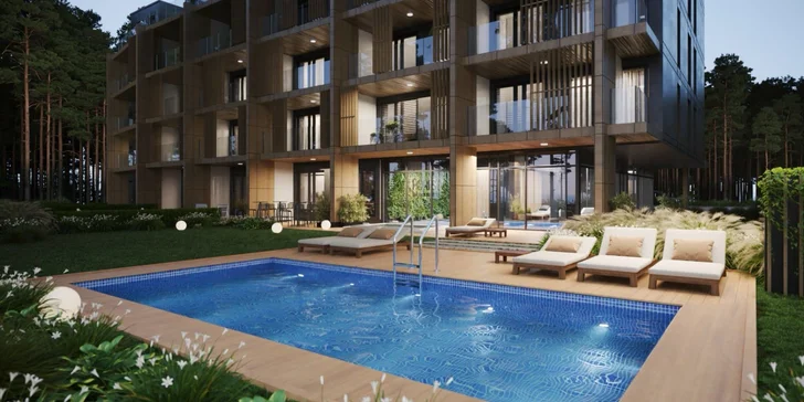 Nové apartmány u Baltu 15 min. od pláže: snídaně, bazény, vířivky a sauna