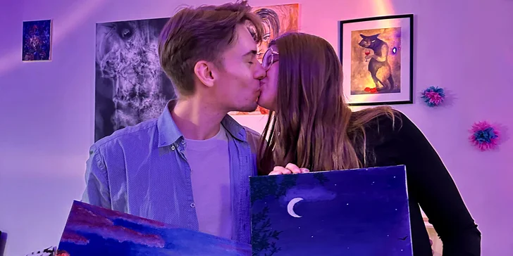 Malování s vínem pro jednoho, pár i partu přátel vč. plátna a pomůcek
