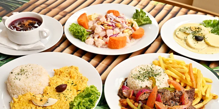 Peruánské menu o třech chodech pro 2 osoby: hlavní jídlo výběrem z 5 druhů