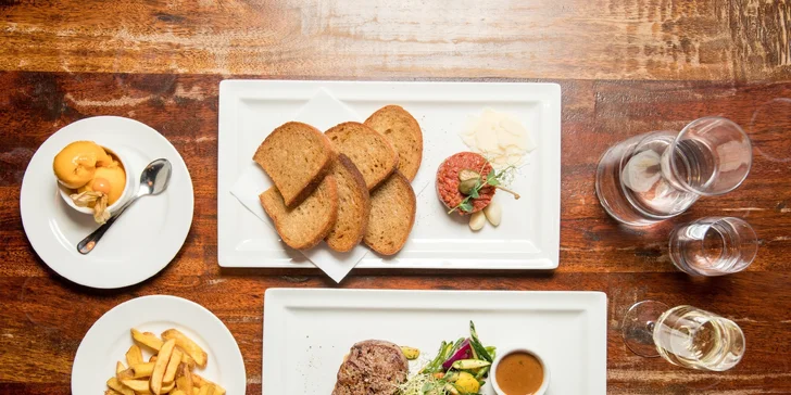 Tříchodové menu s pravou argentinskou svíčkovou nebo steakem z tuňáka a welcome drink pro dva