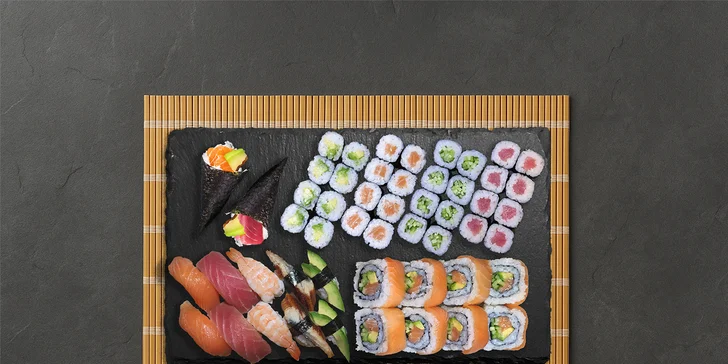 Sushi sety v restauraci Sun House: maki, nigiri i kalifornské rolky, 24–52 ks