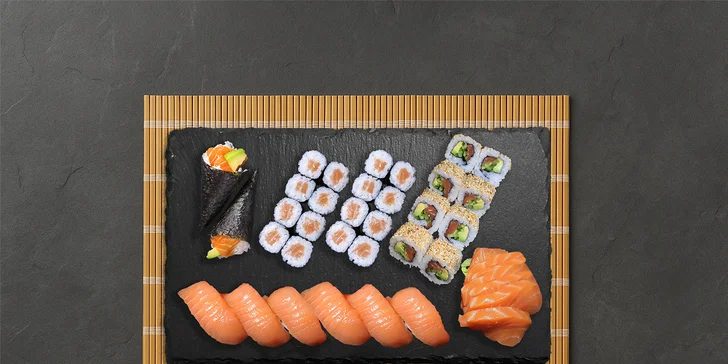 Sushi sety v restauraci Sun House: maki, nigiri i kalifornské rolky, 24–52 ks