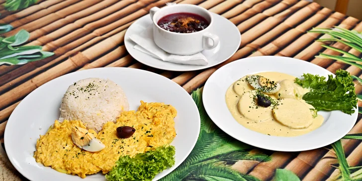 Peruánské menu o třech chodech pro 2 osoby: hlavní jídlo výběrem z 5 druhů