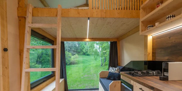 Tiny house na Vysočině: krásná lokalita na samotě, sauna, gril a komfortní vybavení